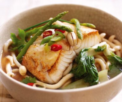 Alaska Cod in Miso Broth with Udon Noodles