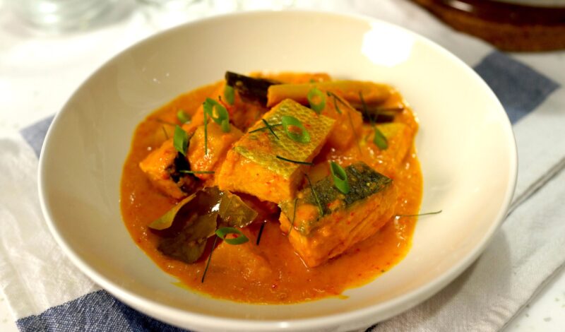 Salmon Cooked in West Sumatra Style Curry