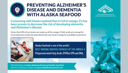 โปสการ์ดข้อมูลโภชนาการอาหารทะเลธรรมชาติจากอลาสก้ากับการป้องกันโรคอัลไซเมอร์และภาวะสมองเสื่อม