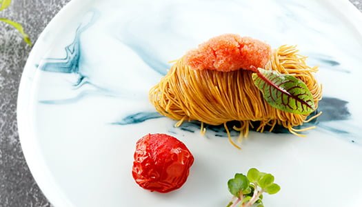 Alaska Pollock Roe Noodles with Roasted Cherry Tomatoes