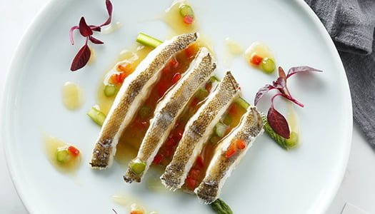 Steamed Alaska Yellowfin Sole with Asparagus