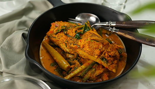 Alaska Salmon Cooked in Aromatic herbs and Andaliman Pepper from North Sumatra
