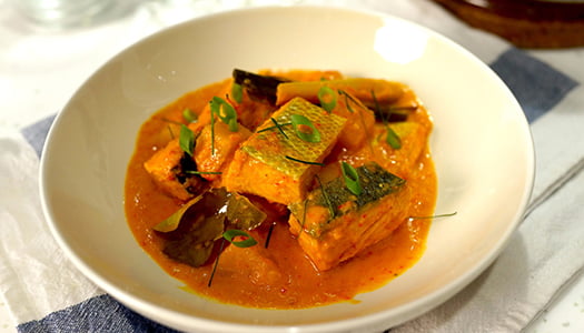 Salmon Cooked in West Sumatra Style Curry