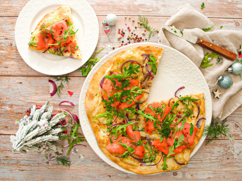 Pizza Raclette with Wild Alaska Smoked Salmon - Alaska Seafood